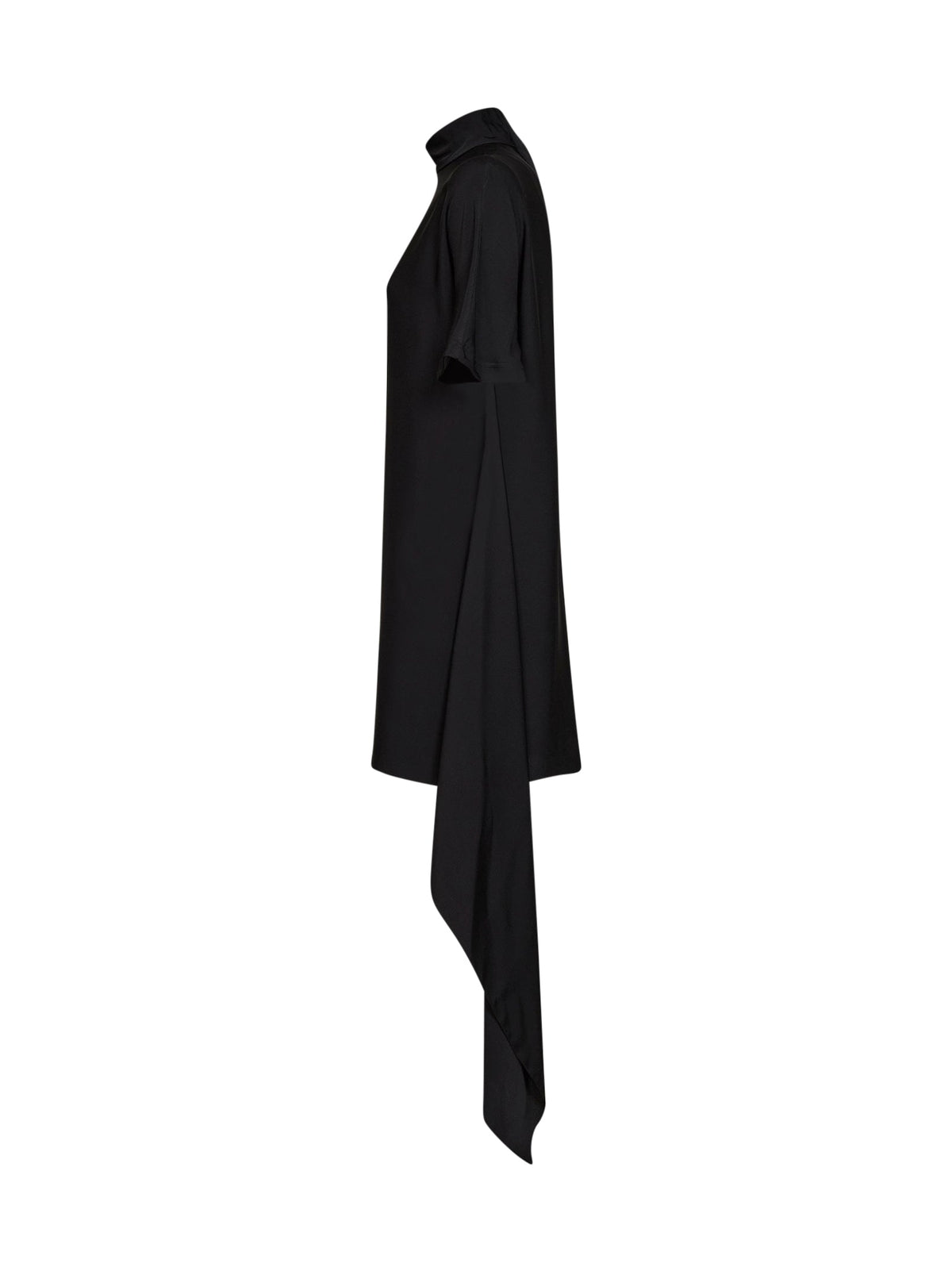 Alaïa Women Black Viscose Asymmetric T-Shirt Mini Dress