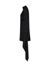Alaïa Women Black Viscose Asymmetric T-Shirt Mini Dress