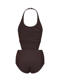 Alaïa Women Chocolate Jersey One-Piece Swimsuit With Knot And Cut-Outs