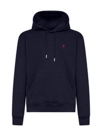 Ami Paris Men Midnight Blue Cotton Ami De Cœur Hoodie
