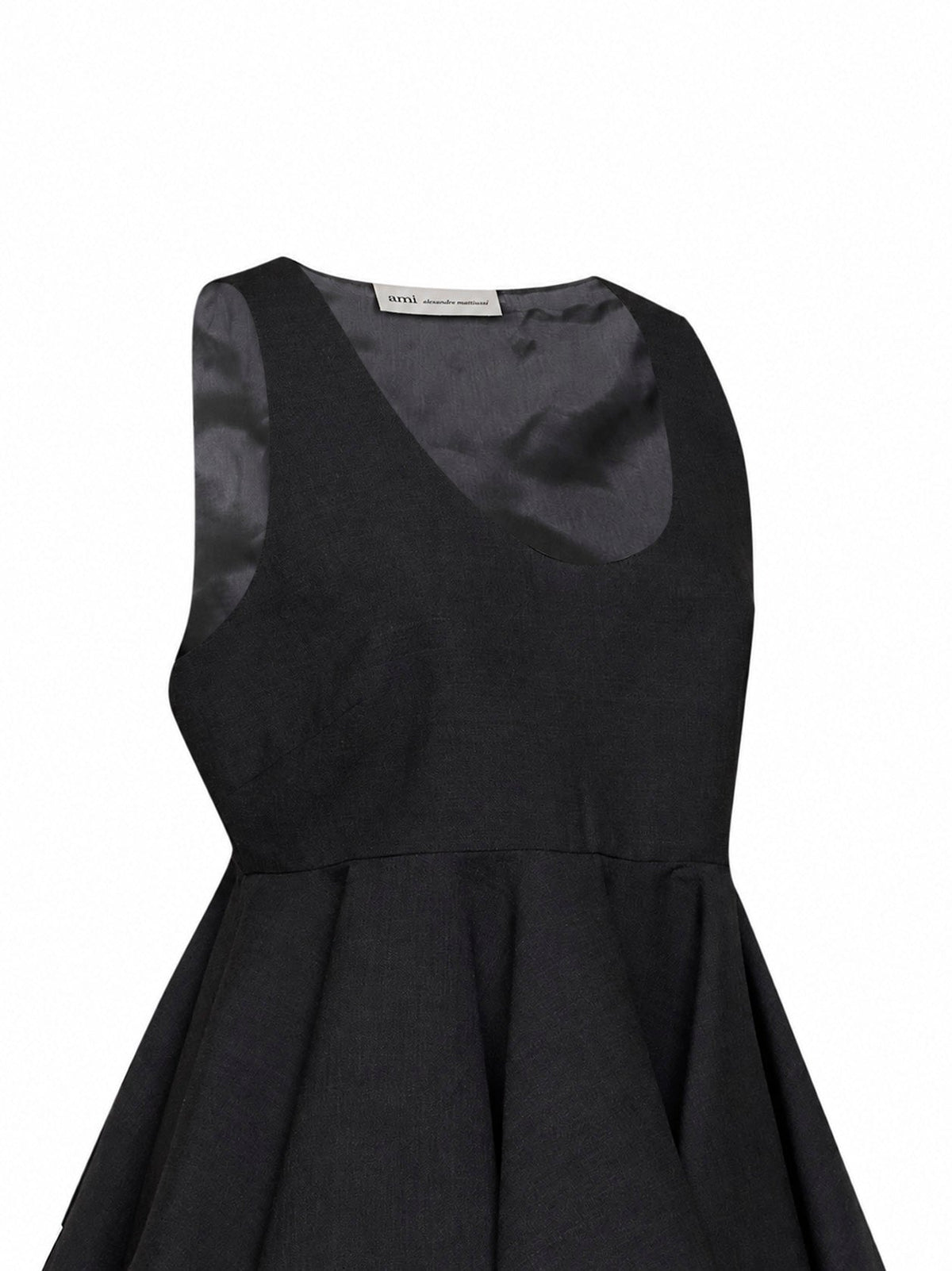 Ami Paris Women Charcoal Grey Wool Gabardine Sleeveless Peplum Top