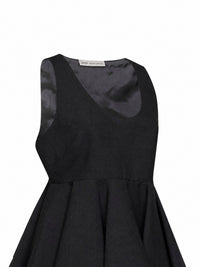 Ami Paris Women Charcoal Grey Wool Gabardine Sleeveless Peplum Top