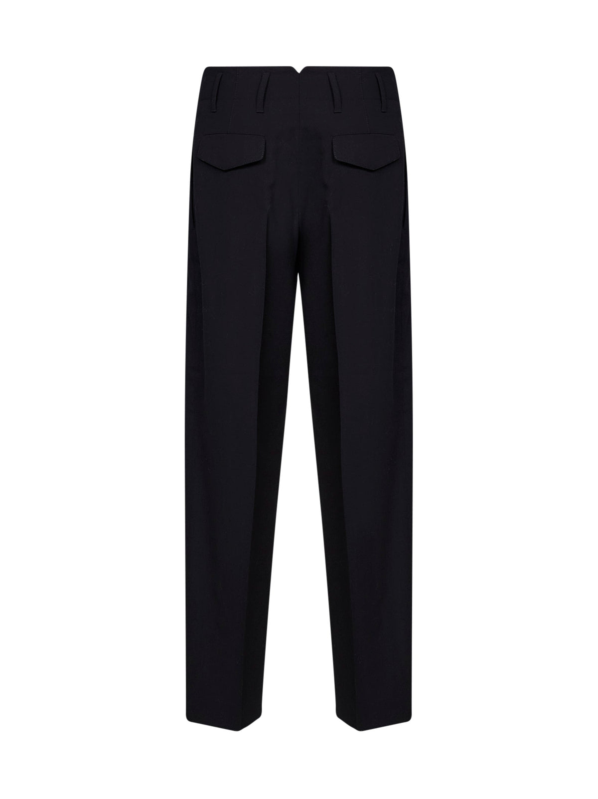 Ami Paris Women Black Virgin Wool Double-Pleat Trousers