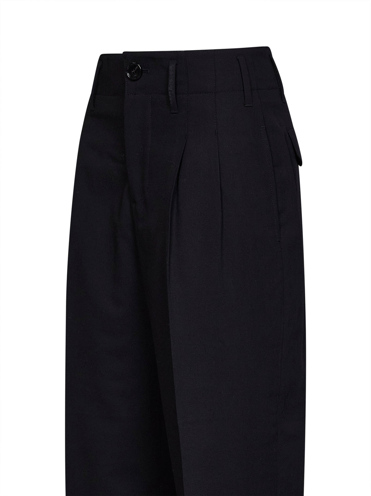 Ami Paris Women Black Virgin Wool Double-Pleat Trousers