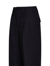 Ami Paris Women Black Virgin Wool Double-Pleat Trousers