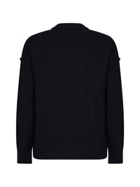 Ami Paris Women Black Felted Merino Wool Ami De Cœur Crewneck Sweater