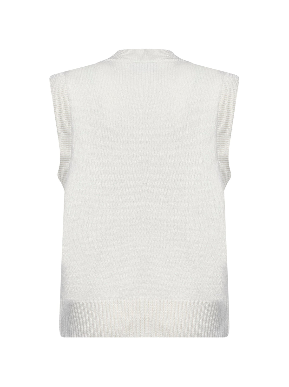 Ami Paris Women Ecru Felted Merino Wool Knit Ami De Cœur Vest
