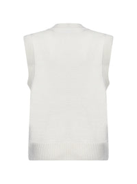 Ami Paris Women Ecru Felted Merino Wool Knit Ami De Cœur Vest