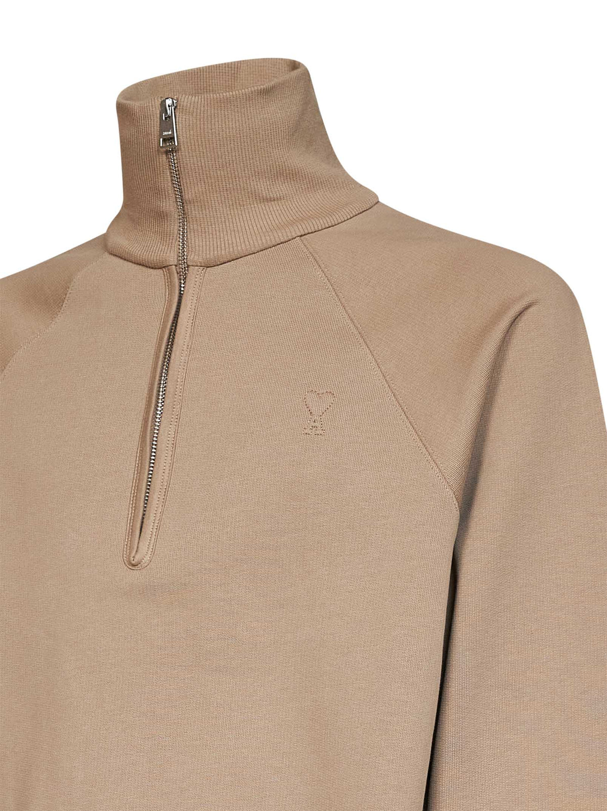 Ami Paris Men Beige Cotton Ami De Cœur Half-Zip Sweatshirt