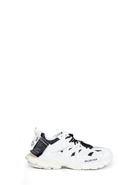 Balenciaga Men Black And White Polyurethane And Cotton Track Shirt Sneakers