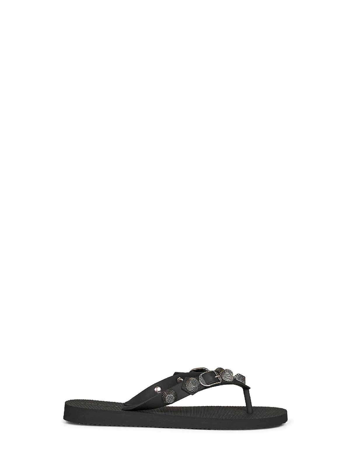 Balenciaga Women Black Recycled Rubber Cagole Thong Sandals
