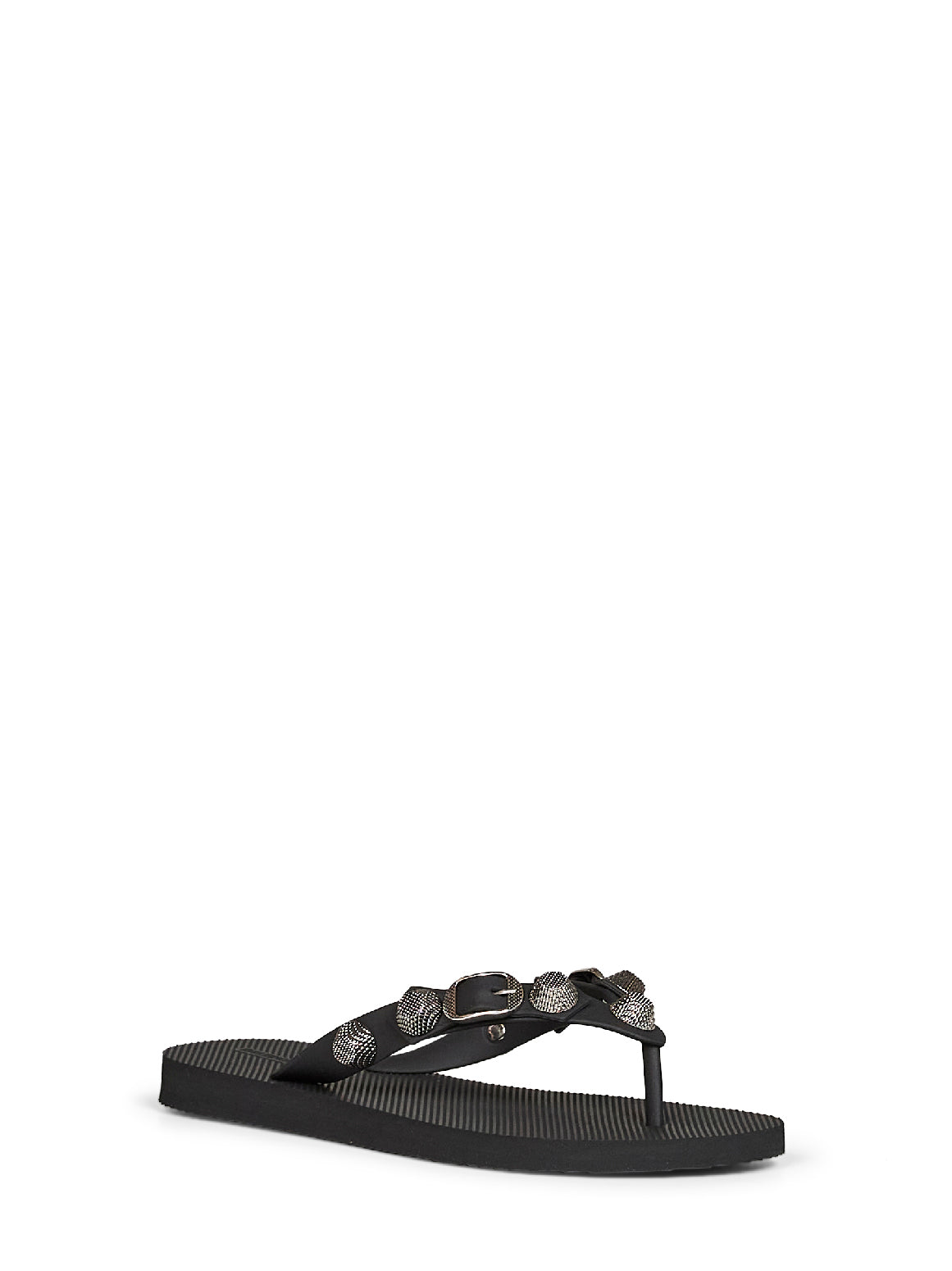 Balenciaga Women Black Recycled Rubber Cagole Thong Sandals