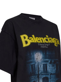 Balenciaga Women Washed Black The Address Oversize T-Shirt