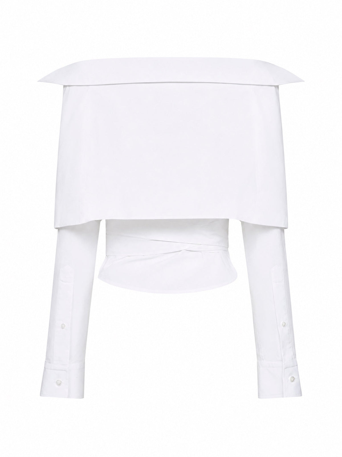 Balenciaga Women White Cotton Poplin Off-Shoulder Wrap Shirt