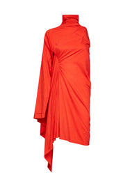 Balenciaga Women Sunset Red Draped Midi Dress