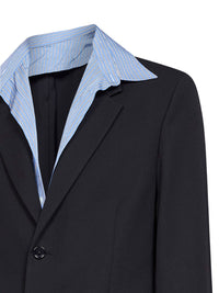 Balenciaga Men Dark Navy Wool Twill Hybrid Shirt Jacket