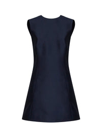 Balenciaga Women Navy Blue Wool And Silk Blazer-Style A-Line Mini Dress