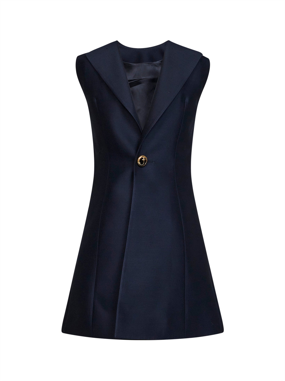 Balenciaga Women Navy Blue Wool And Silk Blazer-Style A-Line Mini Dress
