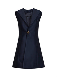 Balenciaga Women Navy Blue Wool And Silk Blazer-Style A-Line Mini Dress