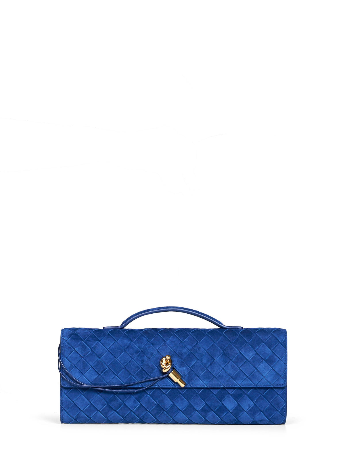 Bottega Veneta Women Blue Royal Andiamo Clutch Top Handle Clutch Bag