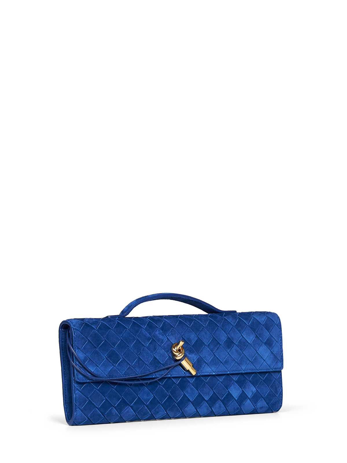 Bottega Veneta Women Blue Royal Andiamo Clutch Top Handle Clutch Bag
