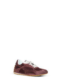 Bottega Veneta Women Deep Mahogany Suede And Nylon Orbit Flash Sneakers.