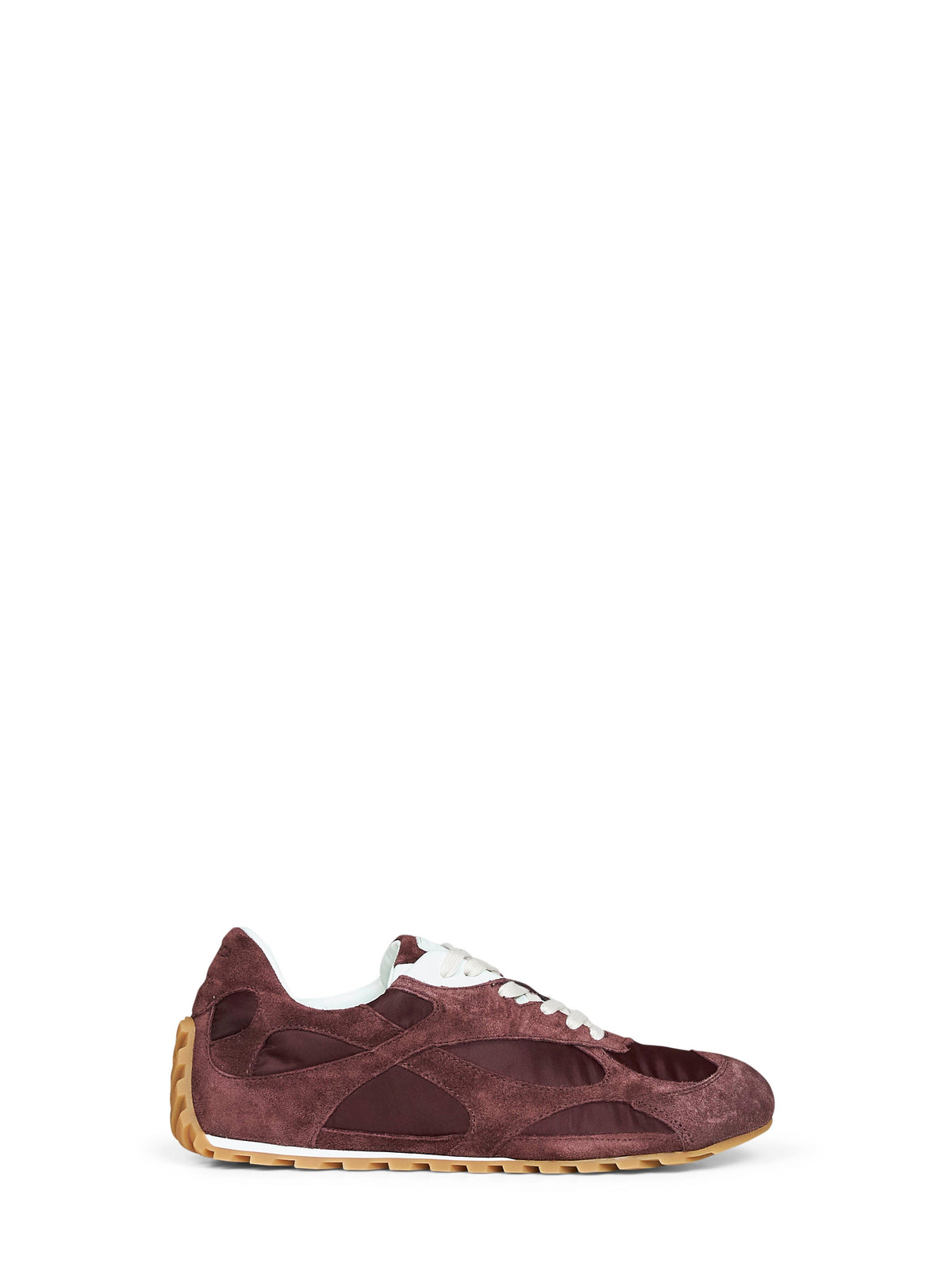 Bottega Veneta Women Deep Mahogany Suede And Nylon Orbit Flash Sneakers.