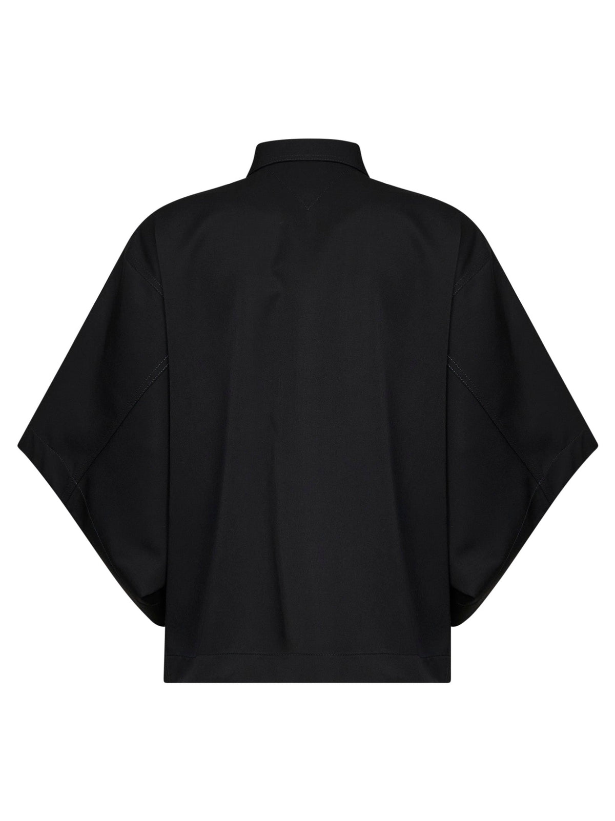 Bottega Veneta Women Black Lightweight Wool Twill Draped Shirt