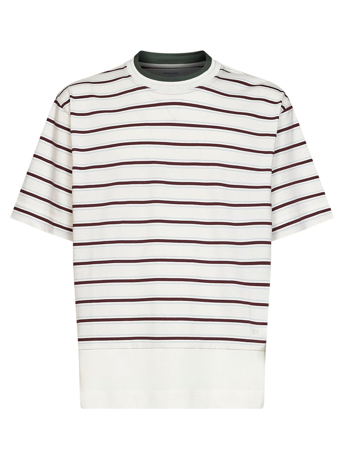 Bottega Veneta Men White Striped Cotton Layered T-Shirt