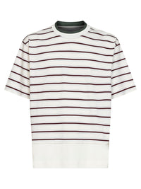 Bottega Veneta Men White Striped Cotton Layered T-Shirt
