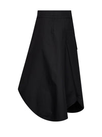 Bottega Veneta Women Black Compact Cotton Canvas Long Asymmetric Skirt