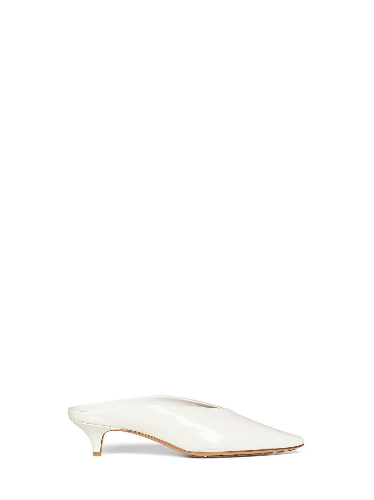Bottega Veneta Women Alabaster Shiny Leather Vesta Mule Pumps