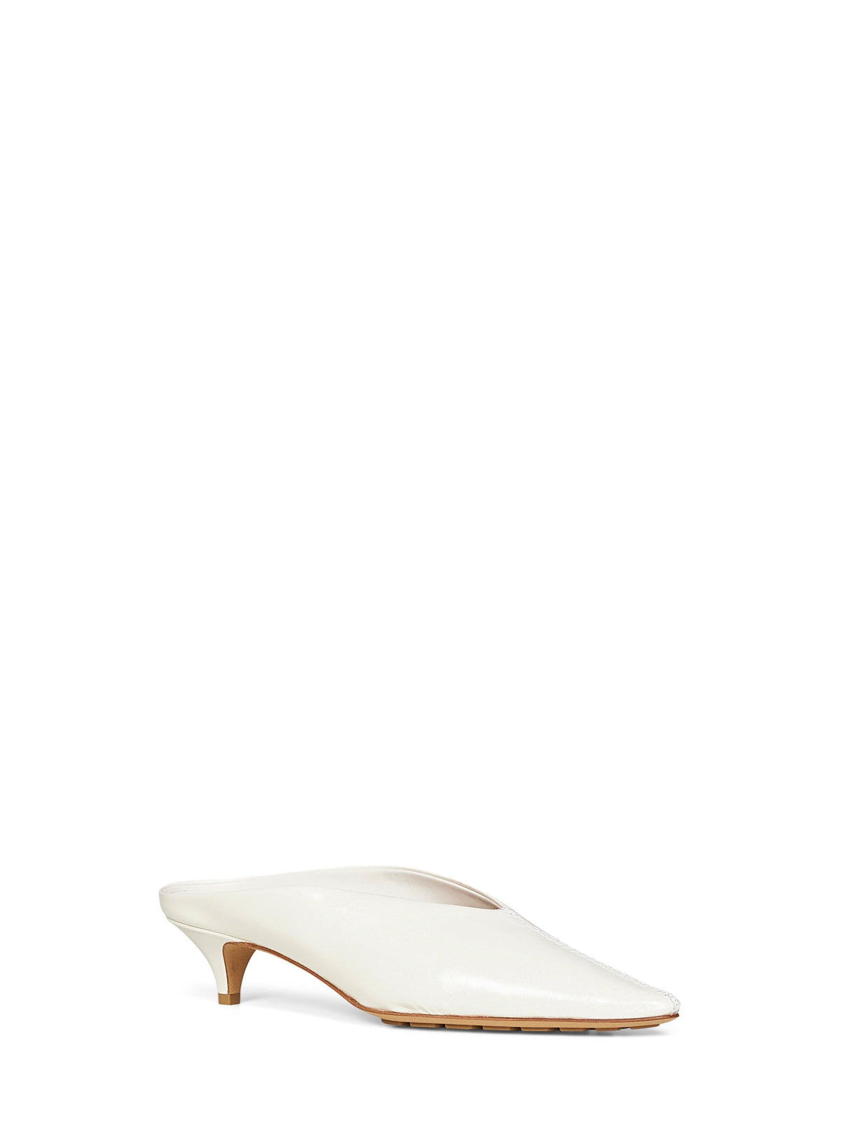 Bottega Veneta Women Alabaster Shiny Leather Vesta Mule Pumps