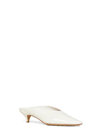 Bottega Veneta Women Alabaster Shiny Leather Vesta Mule Pumps