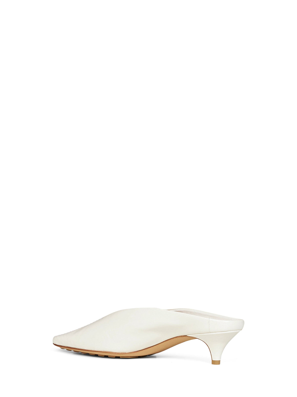 Bottega Veneta Women Alabaster Shiny Leather Vesta Mule Pumps