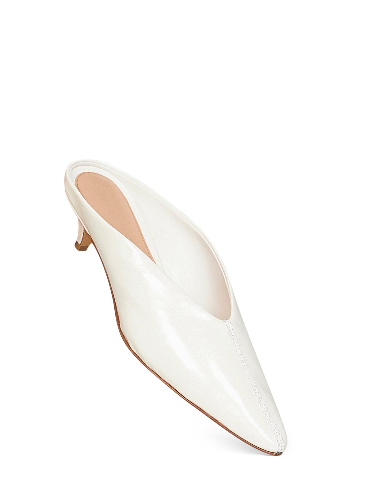 Bottega Veneta Women Alabaster Shiny Leather Vesta Mule Pumps