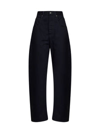 Bottega Veneta Women Dark Indigo Cotton Denim Curved Leg Jeans