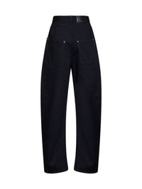 Bottega Veneta Women Dark Indigo Cotton Denim Curved Leg Jeans