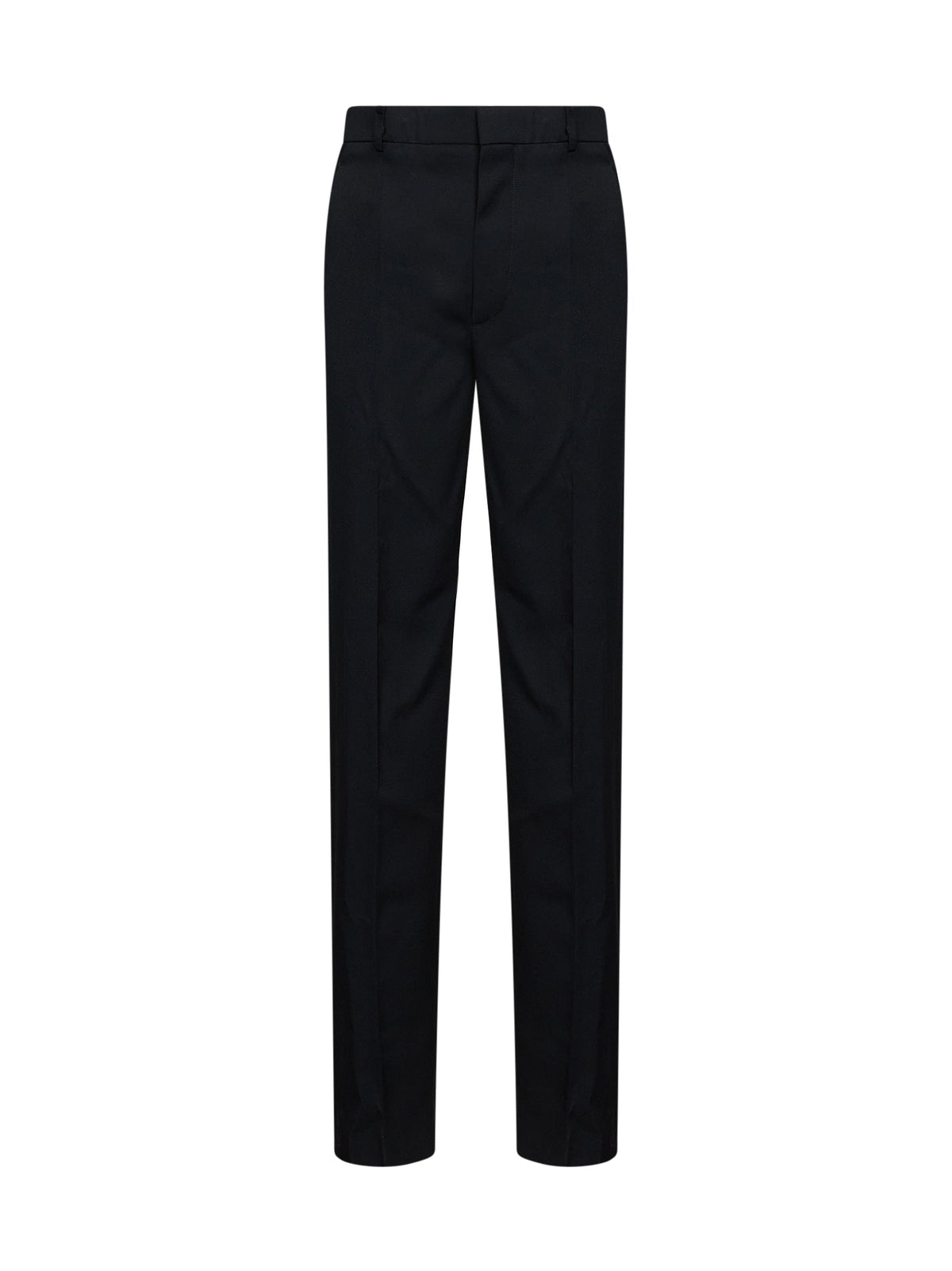 Bottega Veneta Women Black Grain De Poudre Wool Trousers With Tabs