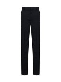 Bottega Veneta Women Black Grain De Poudre Wool Trousers With Tabs