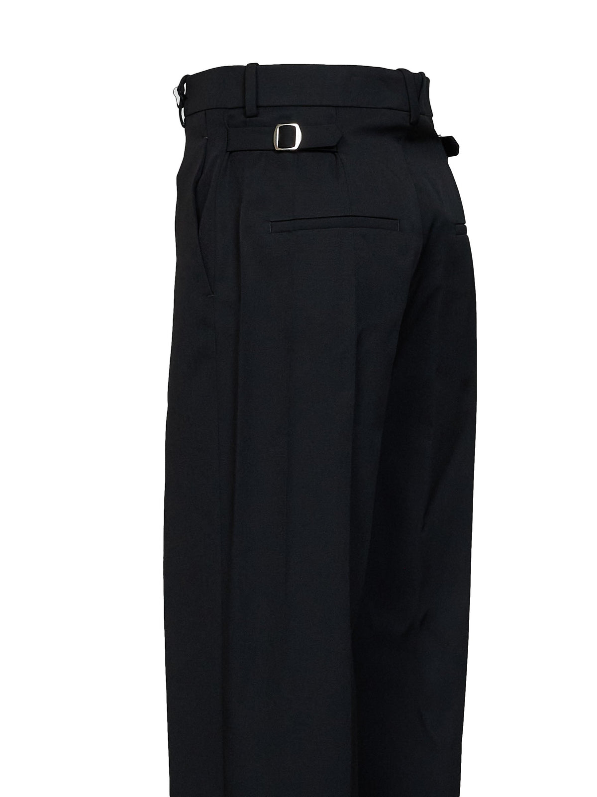 Bottega Veneta Women Black Grain De Poudre Wool Trousers With Tabs