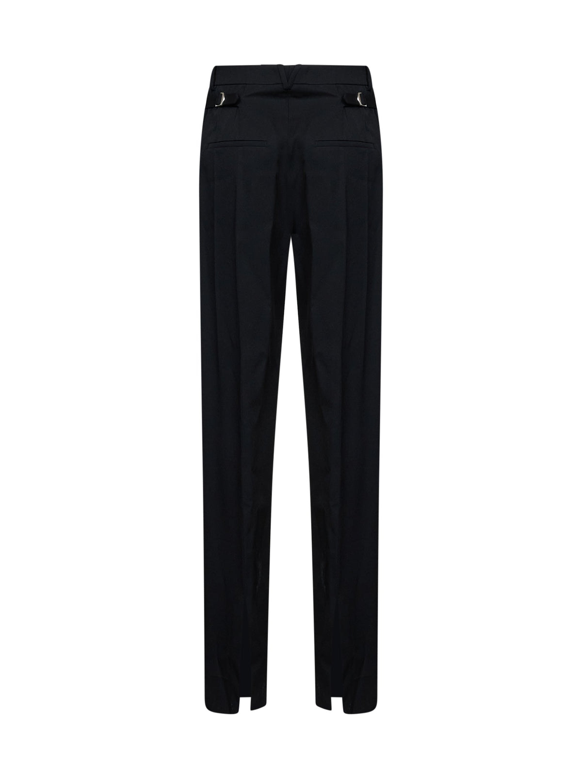Bottega Veneta Women Black Grain De Poudre Wool Trousers With Tabs