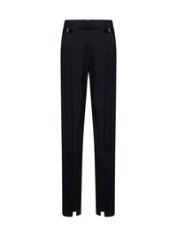 Bottega Veneta Women Black Grain De Poudre Wool Trousers With Tabs