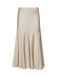 Brunello Cucinelli Women Milky White Satin Cady Pencil Fluid Midi Skirt