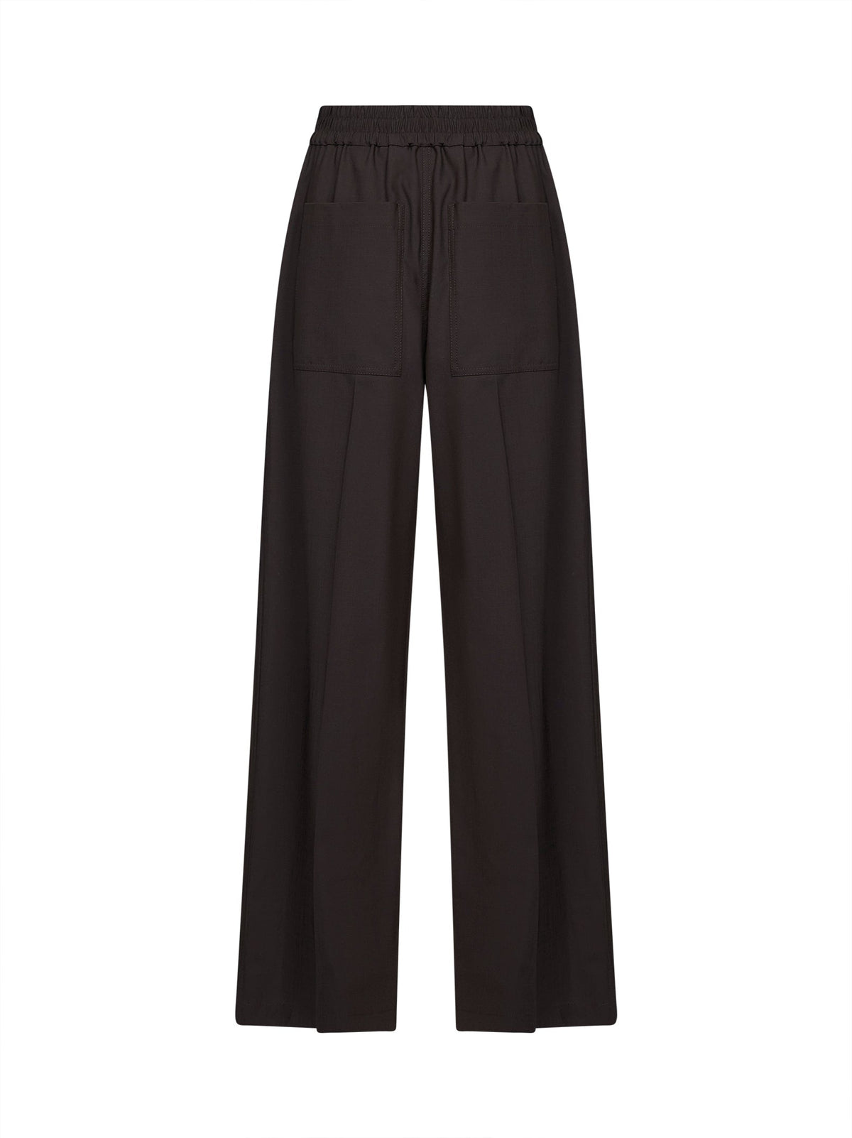 Brunello Cucinelli Women Coffee Tropical Luxury Wool Loose Track Trousers