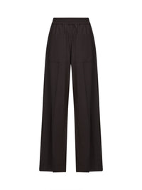 Brunello Cucinelli Women Coffee Tropical Luxury Wool Loose Track Trousers