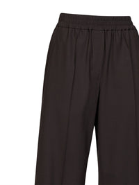 Brunello Cucinelli Women Coffee Tropical Luxury Wool Loose Track Trousers
