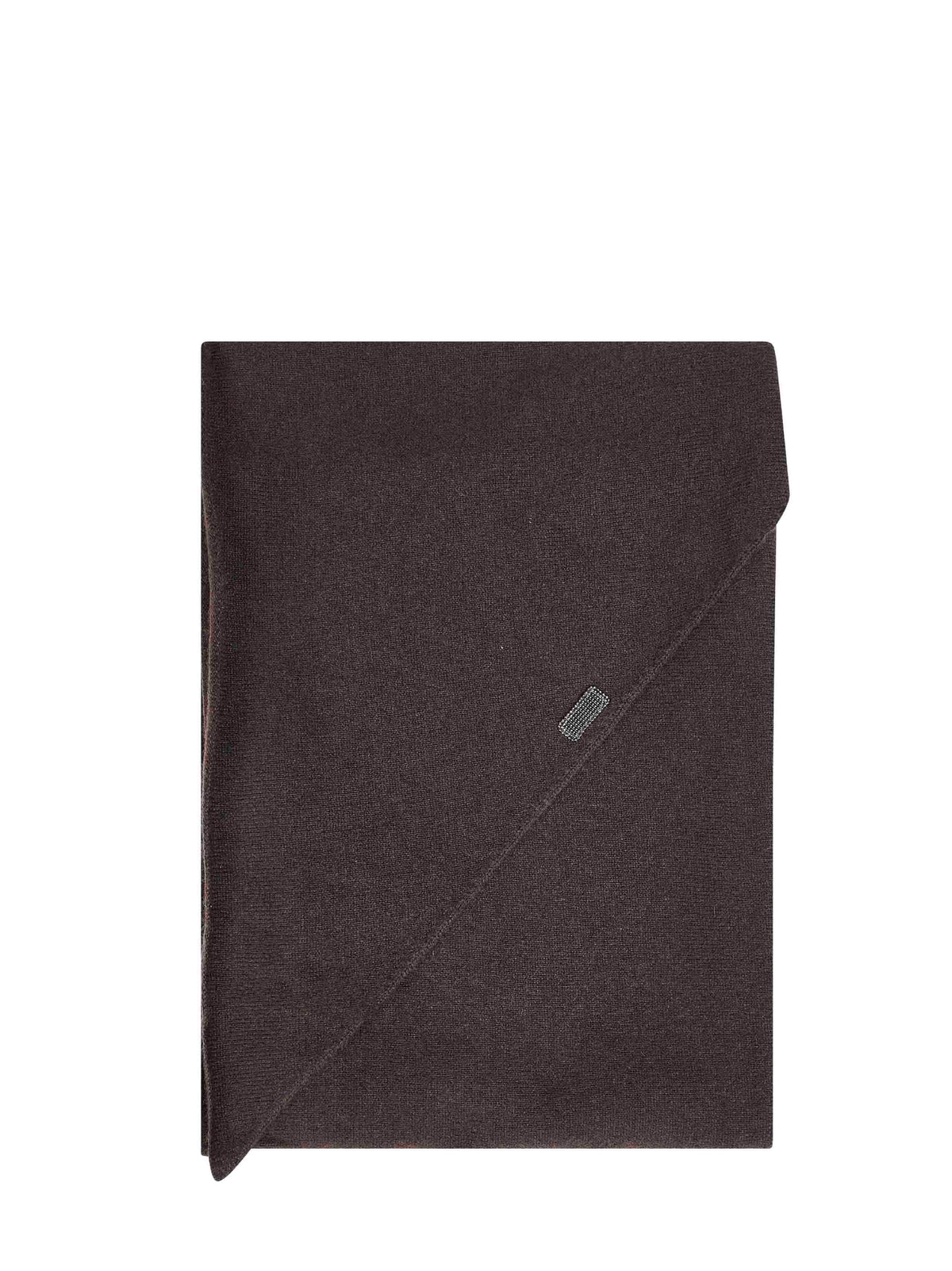 Brunello Cucinelli Women Coffee Cashmere Large Scarf With Monili