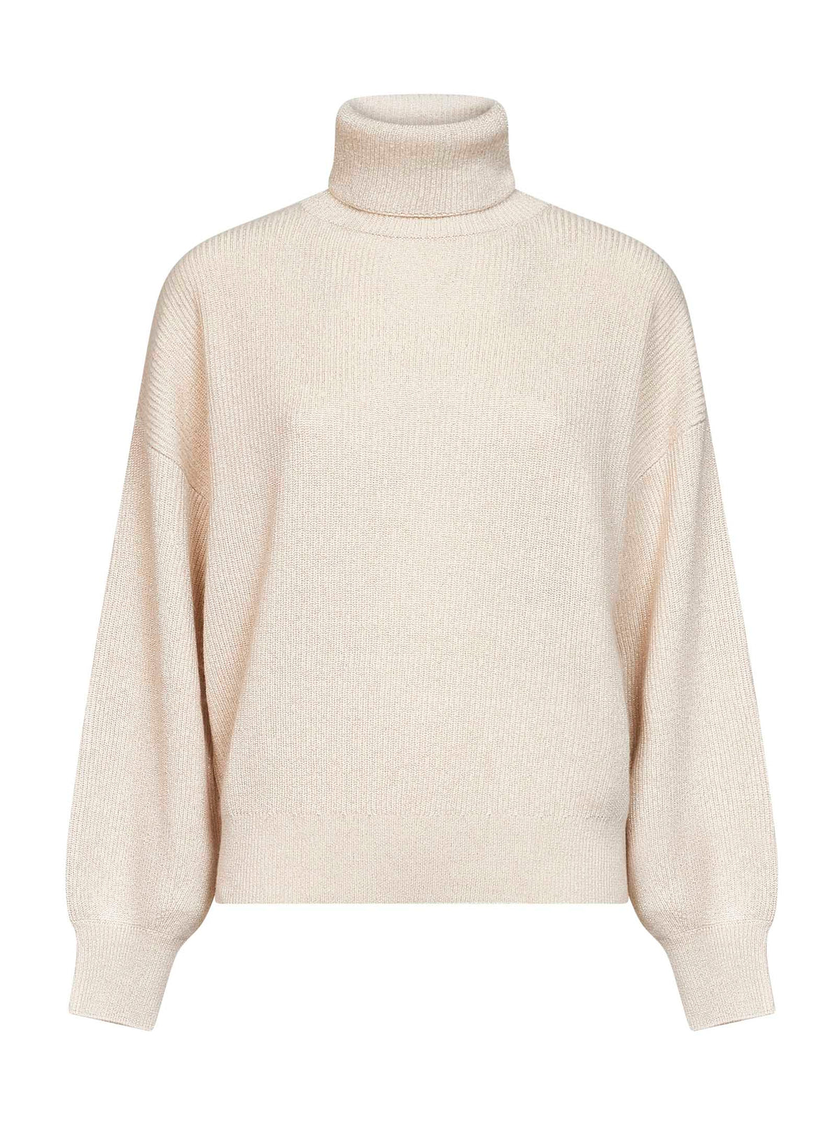 Brunello Cucinelli Women Butter Lamé Cashmere Blend Knit Turtleneck Sweater