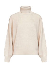 Brunello Cucinelli Women Butter Lamé Cashmere Blend Knit Turtleneck Sweater
